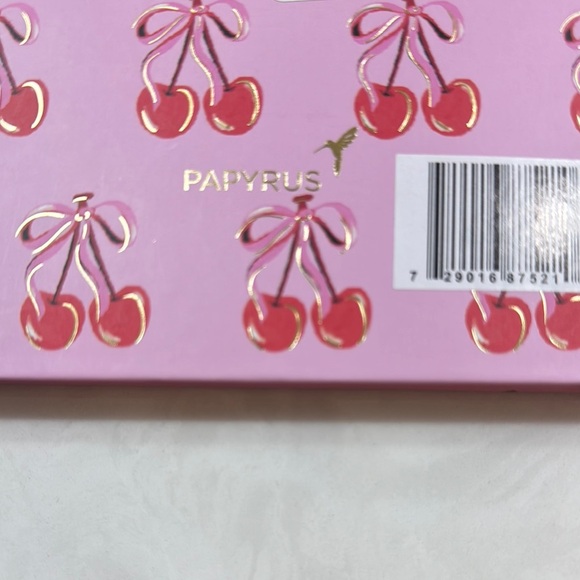 Papyrus Pink Cherry Patterned Notebook with Gold Pen NWT - Picture 4 of 7